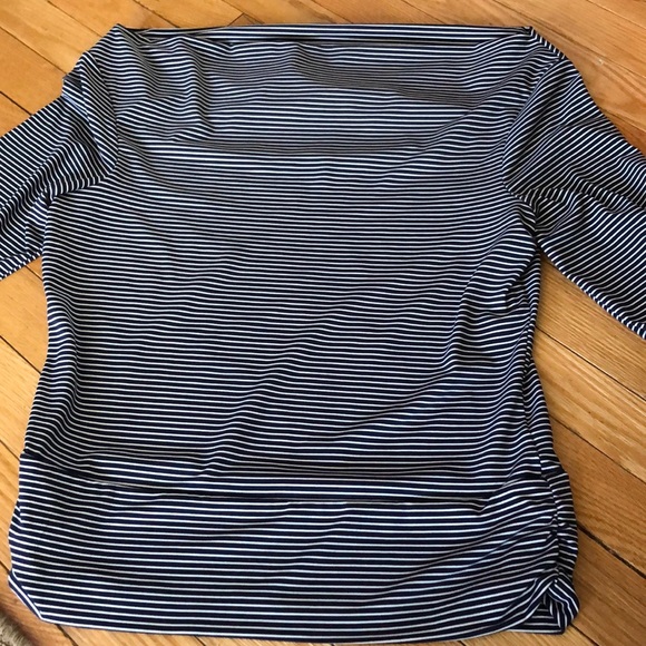 Dark blue Stripped Shirt Boat Neck Medium stretchy fabric - Picture 1 of 6